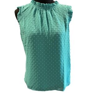 NWT J. Crew Factory Sleeveless Clip Dot Lightweight Blouse Top,Turquoise,Small